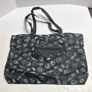 Stylish Black Tote with White Pattern